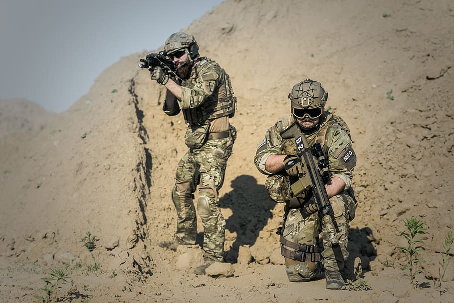 2 Soldier in Desert during Daytime, action, active, army, battle