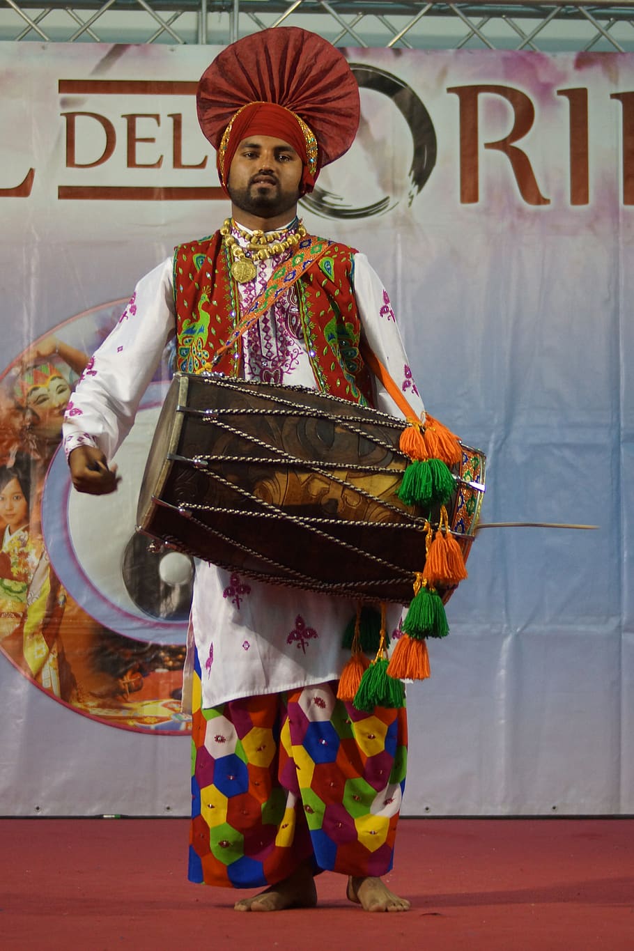 oriental drum, one person, real people, standing, front view HD wallpaper