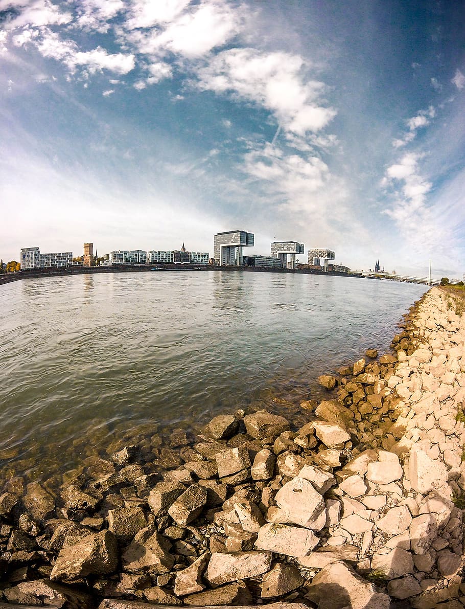 cologne, river, panorama, water, sky, architecture, built structure HD wallpaper