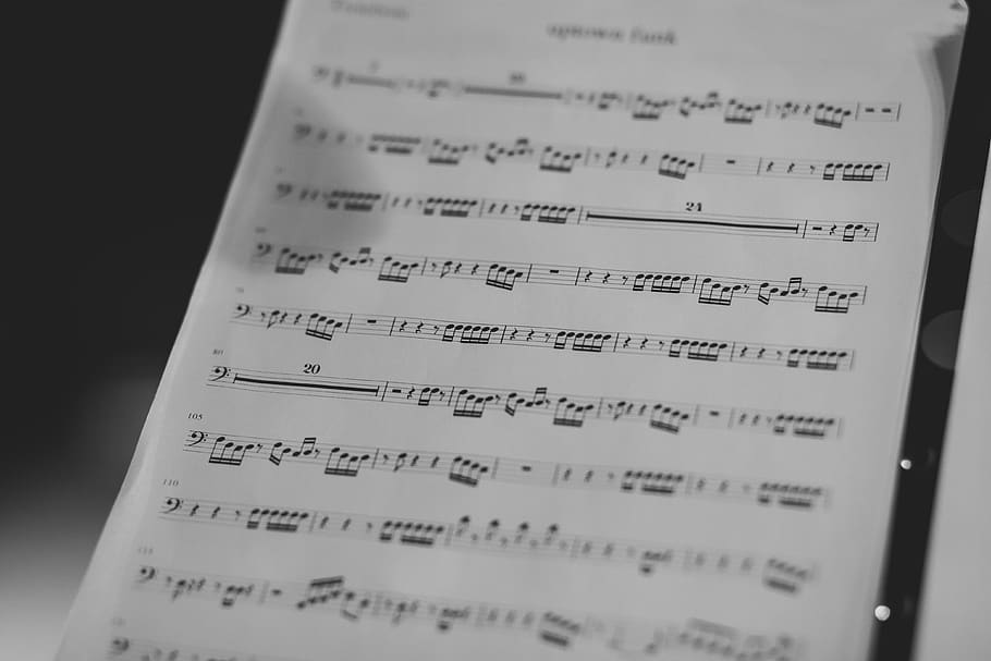 still, items, things, music, sheet, notes, score, bokeh, text HD wallpaper