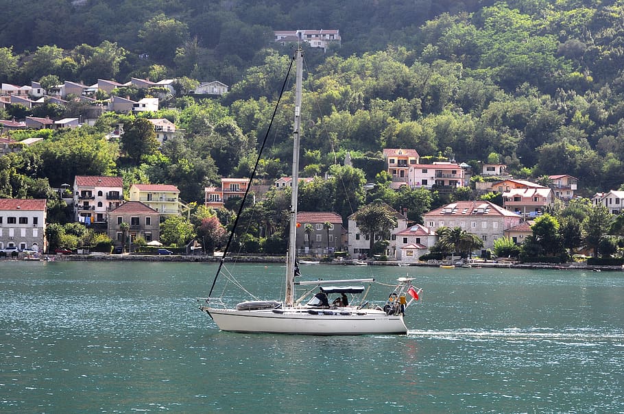 montenegro, sailboat, sea, the adriatic sea, summer, boca, cove, HD wallpaper