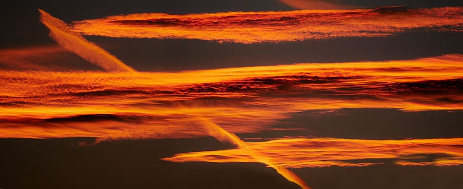 Orange and Black Clouds, background, backlit, cloudy, dark, dawn HD wallpaper