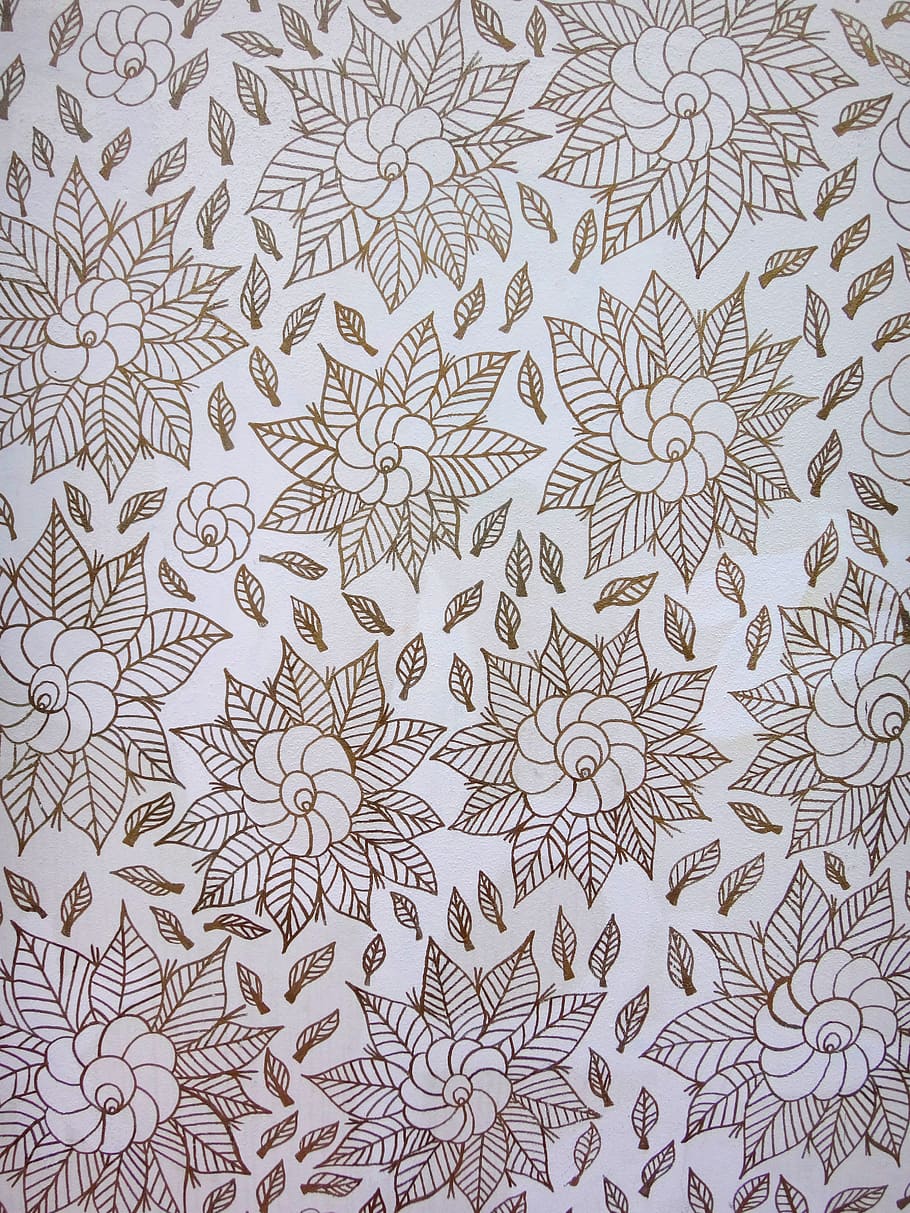 white and black floral textile, doodle, art, drawing, rug, usa, HD wallpaper
