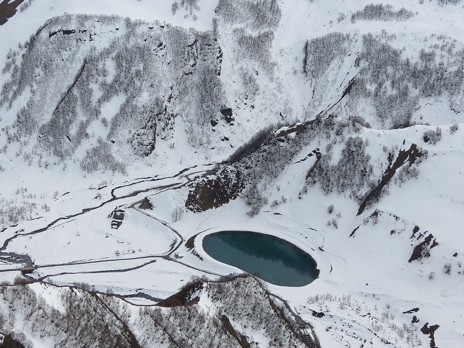 Aerial Photo of Lake, cold, environment, zing, frost, frosty HD wallpaper
