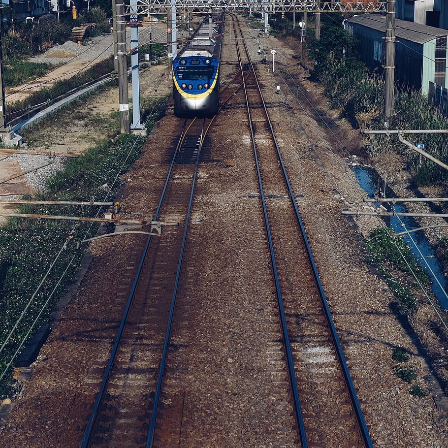 train, rail transportation, track, railroad track, high angle view HD wallpaper