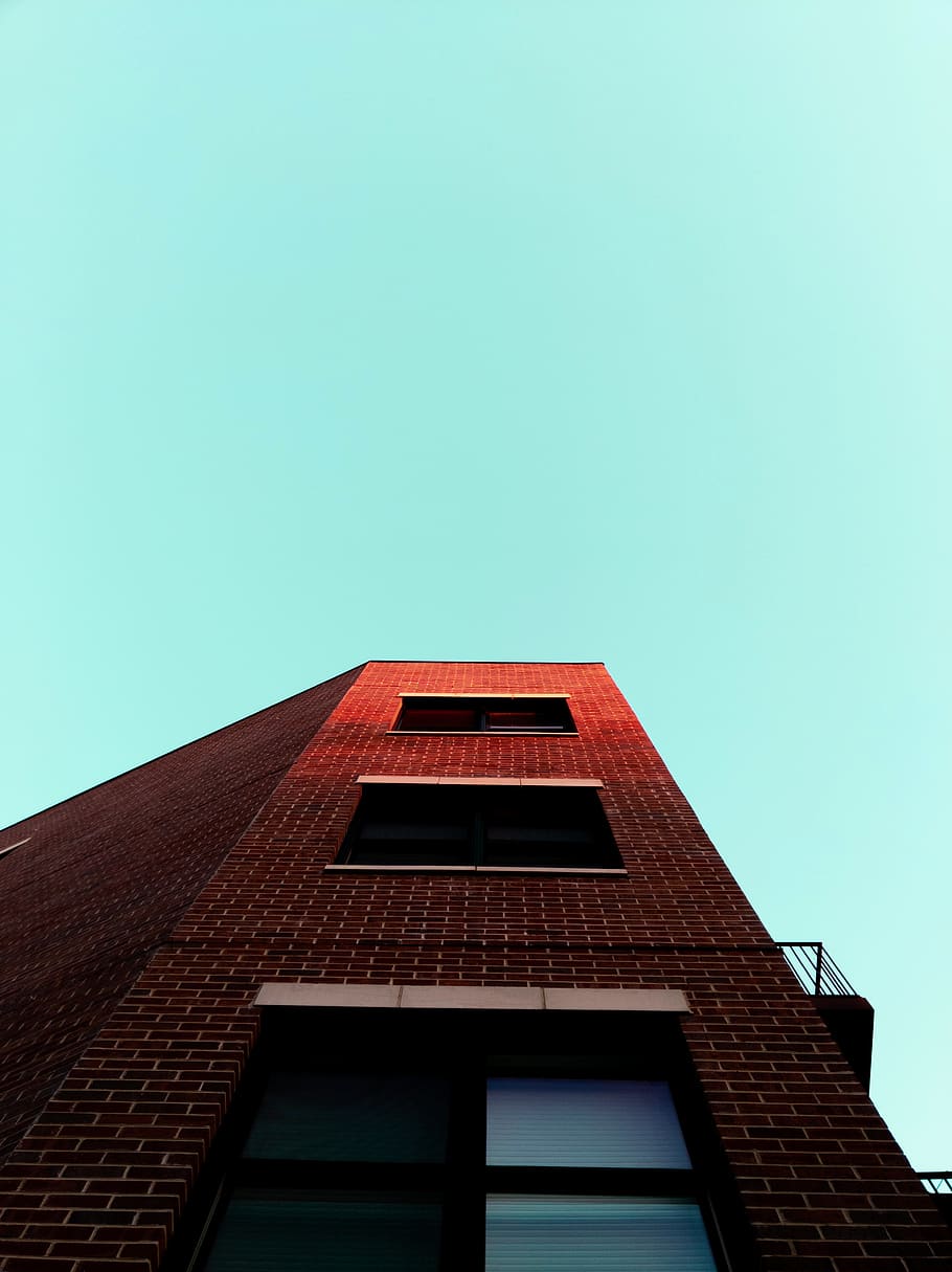 low angle photography of building structure, brick, office building HD wallpaper