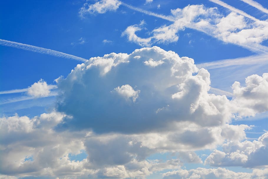 clouds, white clouds, blue sky, sun hidden, the grey clouds to white HD wallpaper