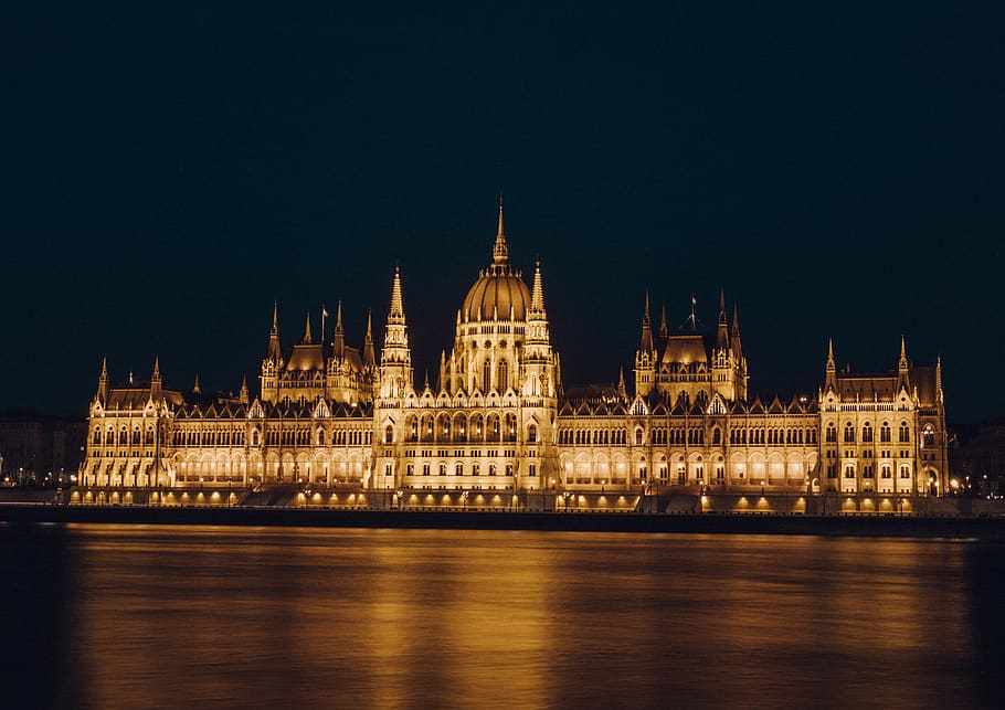 gold palace, night, architecture, illuminated, built structure HD wallpaper
