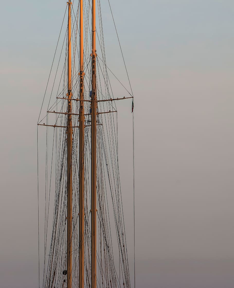 gray posts, sky, nature, nautical vessel, pole, no people, sailboat HD wallpaper