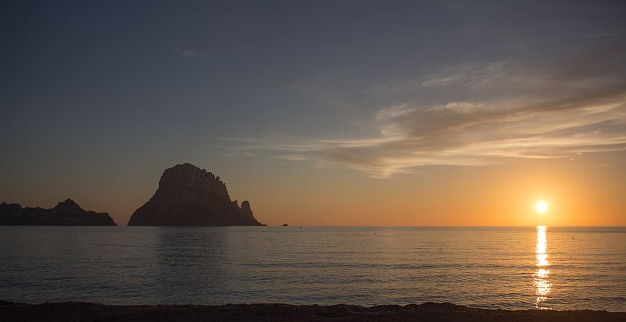 sunset, island, sea, sky, nature, landscape, evening, holiday HD wallpaper