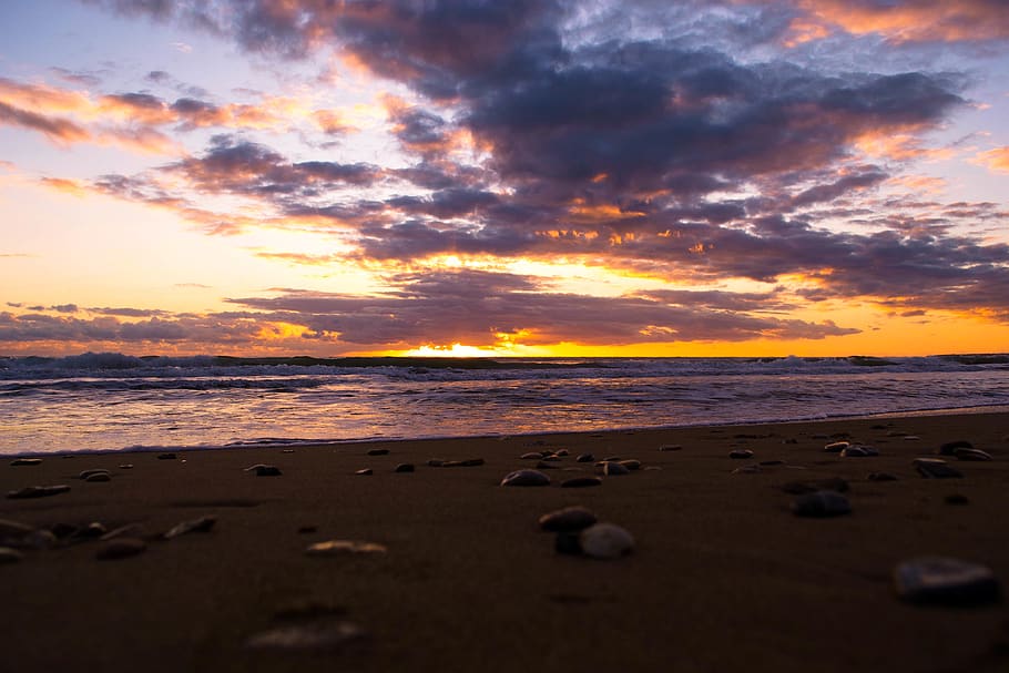 italy, lazio, sky, sunset, sea, water, cloud - sky, beach, scenics - nature HD wallpaper