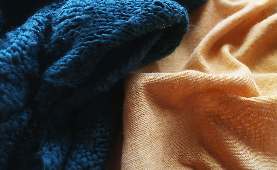 canvas, yellow, colour, color, blue, knit, cozy, fabric, texture HD wallpaper