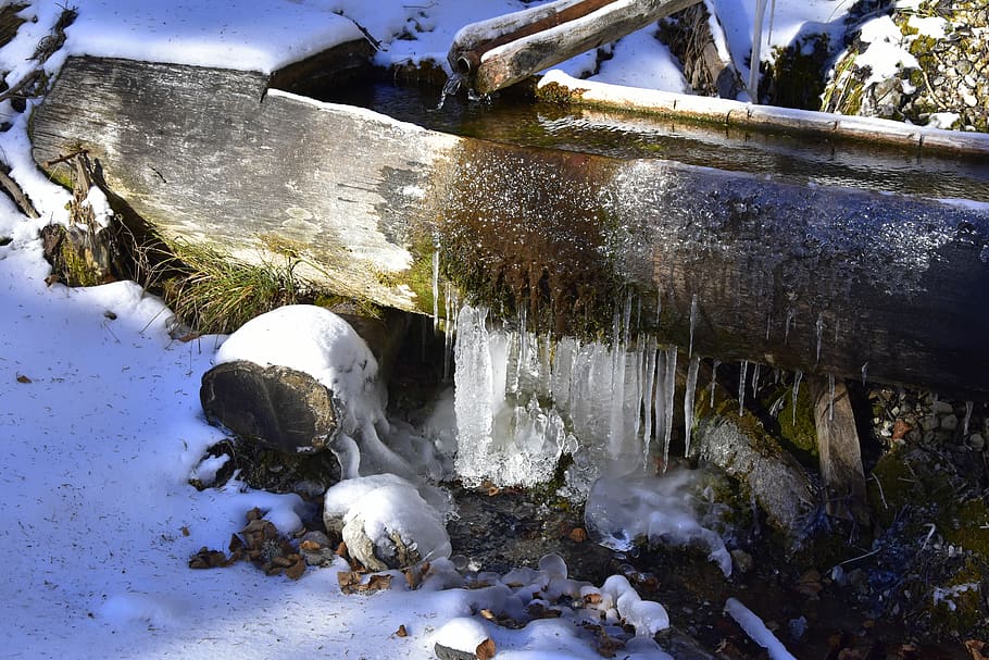 nature, water, cold temperature, snow, no people, winter, motion HD wallpaper