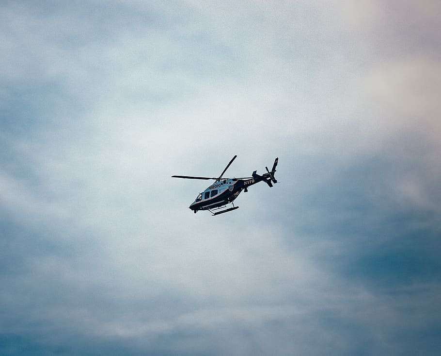 black and white chopper under by cirrus clouds, transportation HD wallpaper