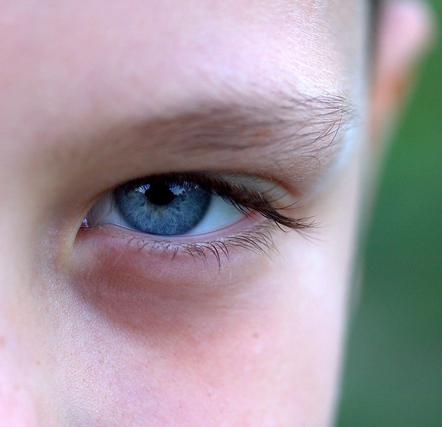 Person's Right Eye, blue, close-up, eyesight, girl, iris, skin HD wallpaper