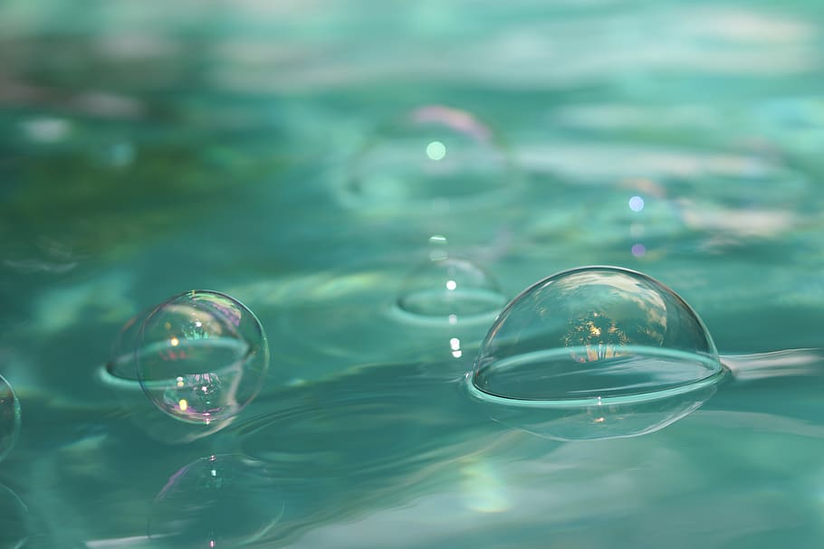 water bubbles, transparent, no people, reflection, sphere, nature HD wallpaper