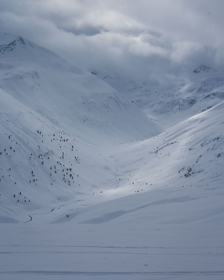 Mountains Covered In Snow, alpine, cold, landscape, scenic, winter HD wallpaper