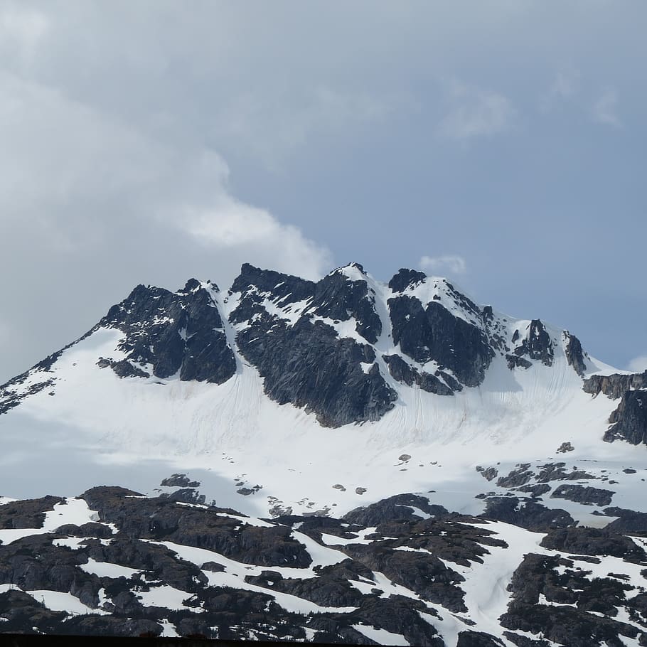 united states, skagway, mountain, snow capped, alaska, sky, HD wallpaper