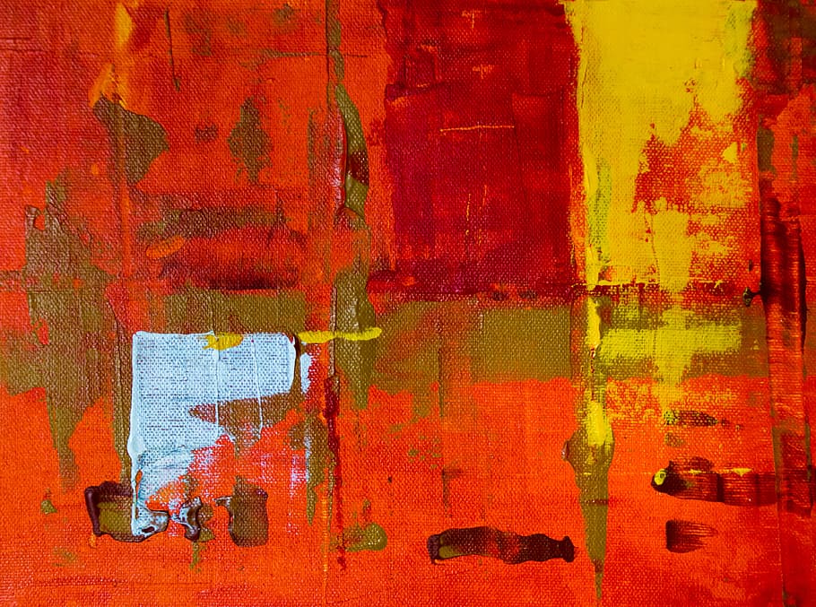 red and yellow wall paints, painting, art, creative, artist, acrylic HD wallpaper