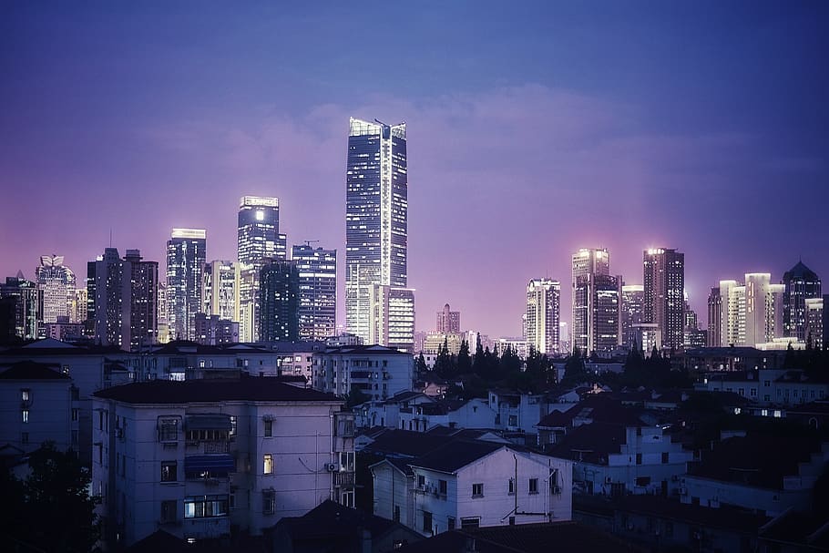 shanghai, night, landscape, skyscraper, building, tower, metropolis HD wallpaper