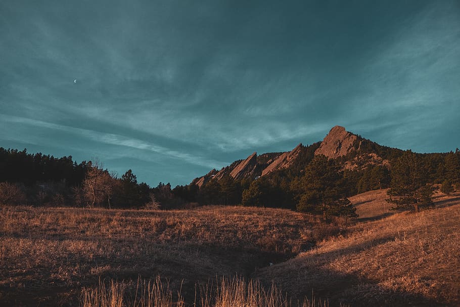 mountain near trees, sky, cloud - sky, scenics - nature, landscape HD wallpaper