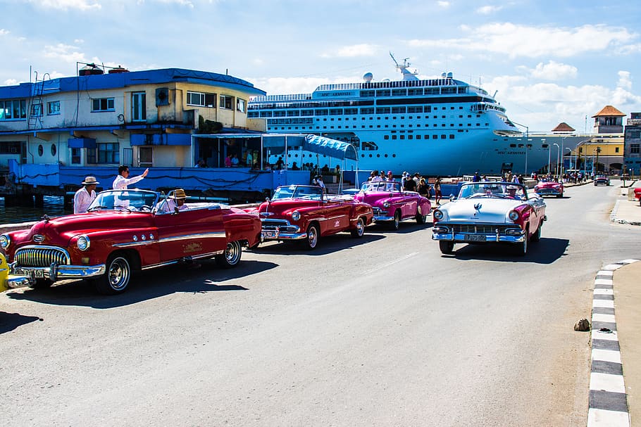 cars classic, havana, classic car, cruise, cuba, almendron, HD wallpaper
