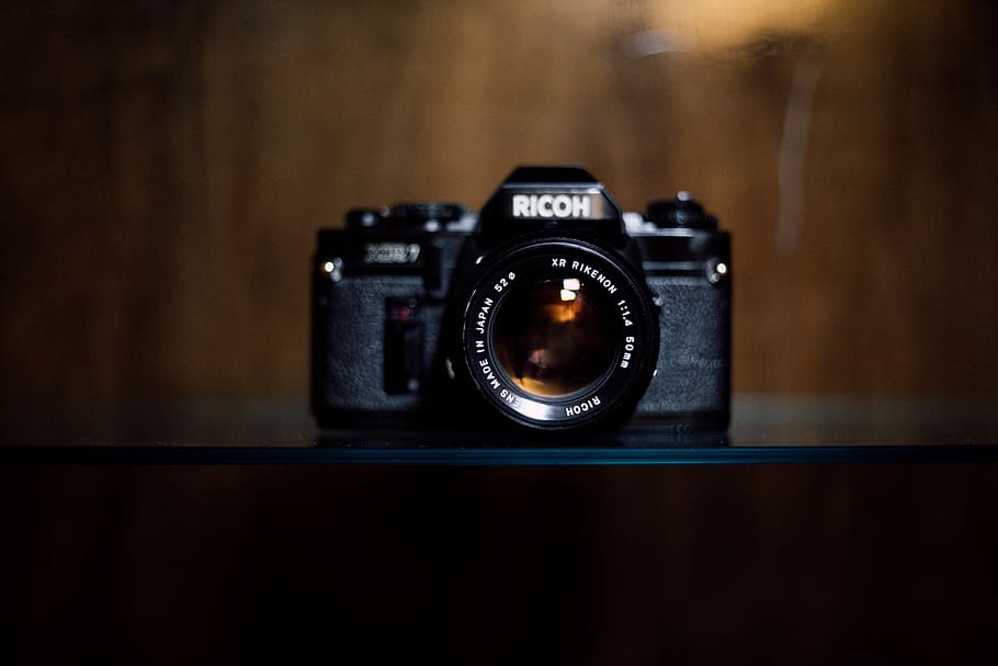 black Richo LSR camera on table, photography themes, camera - photographic equipment HD wallpaper