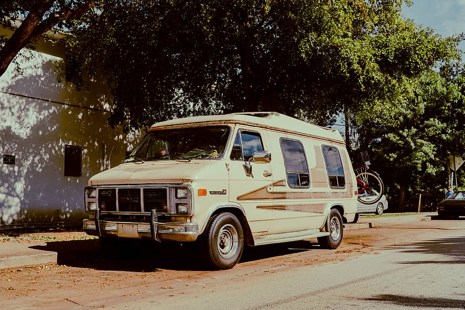 white bus, vehicle, van, transportation, car, automobile, truck HD wallpaper