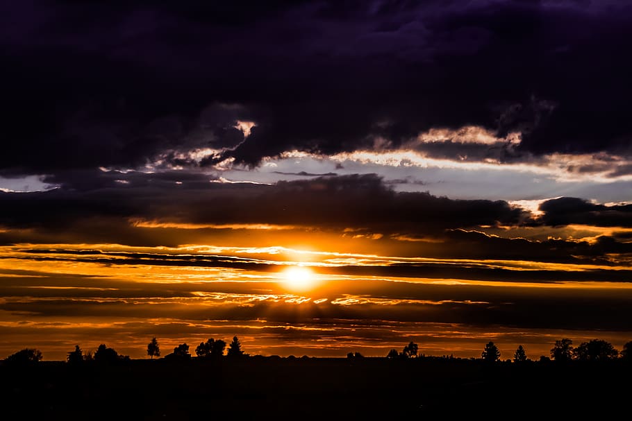 Gray Clouds at Sunset, backlit, dark, dark clouds, darkness, dawn HD wallpaper