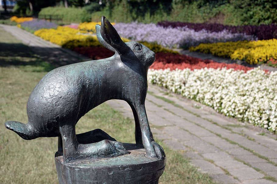 statue, figure, hare, sculpture, art, artwork, architecture HD wallpaper