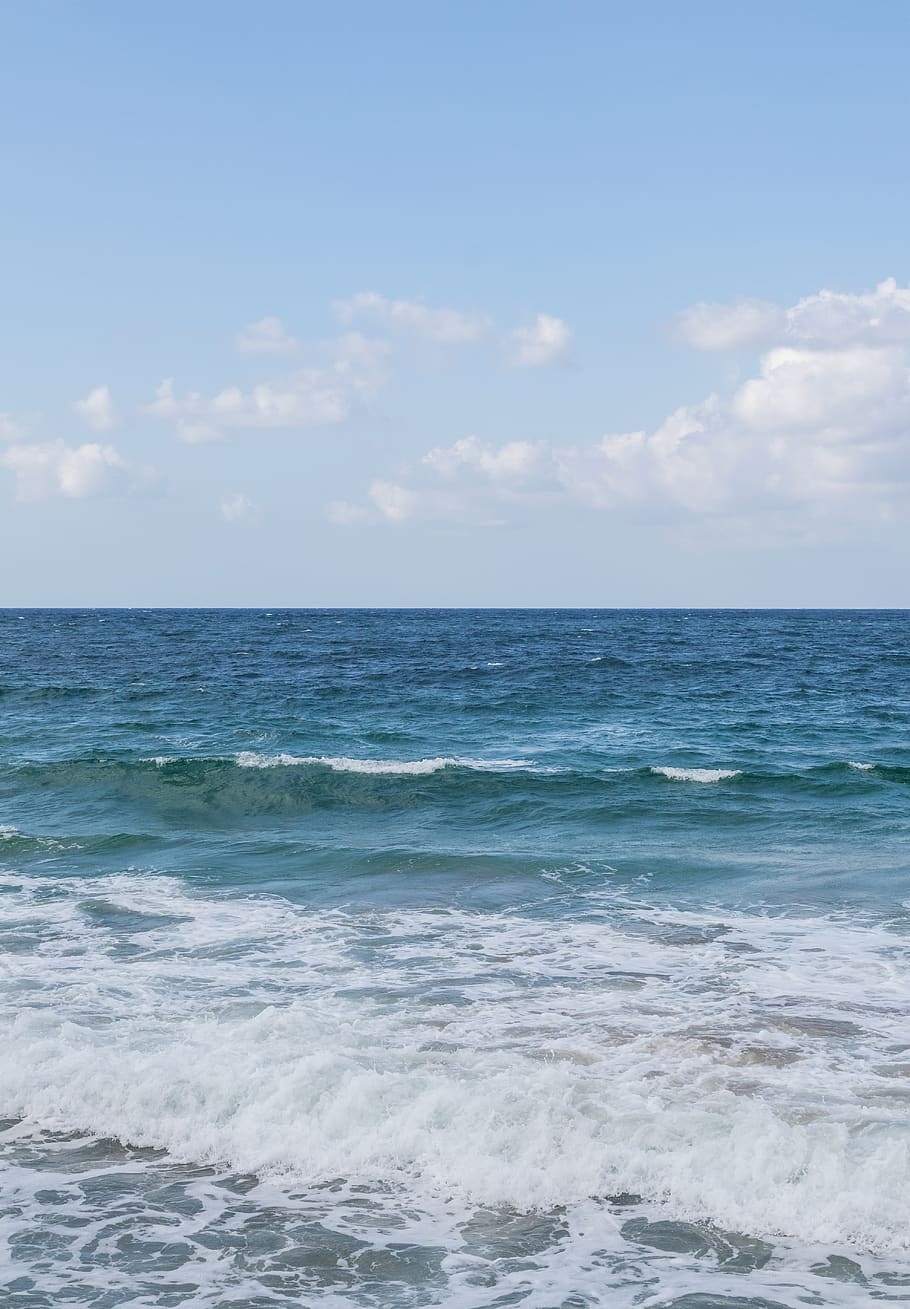 summer, ocean, waves, sky, blue, europe, sea, horizon over water HD wallpaper