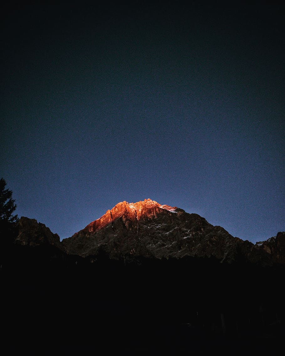 mountain during nighttime, nature, outdoors, mountain range, peak HD wallpaper