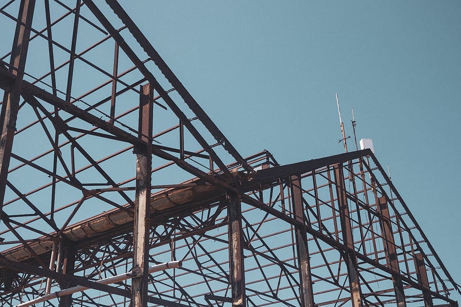 construction, roller coaster, amusement park, scaffolding, cable HD wallpaper