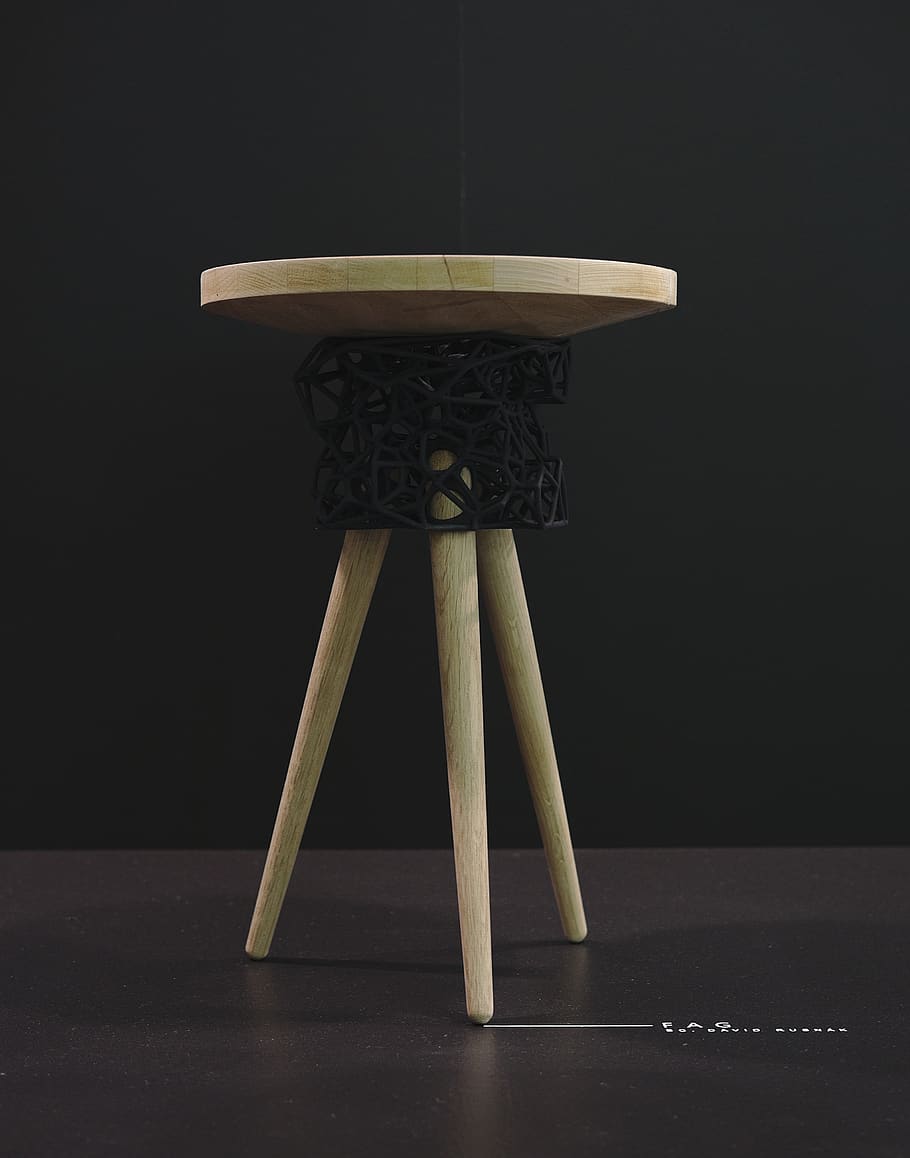 round brown wooden stool, indoors, wood - material, still life HD wallpaper
