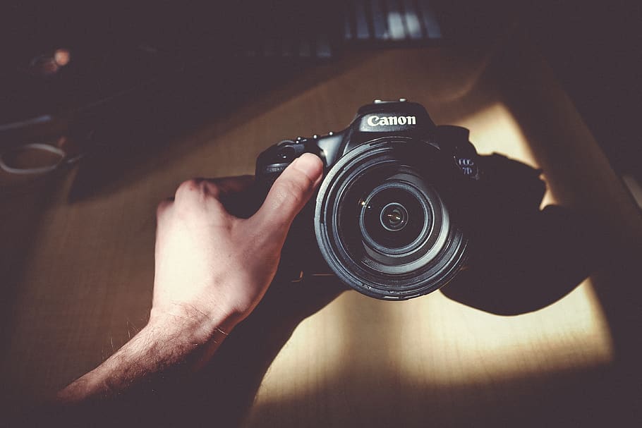 camera, lens, accessory, photography, sunlight, wooden, table HD wallpaper