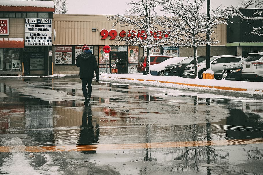 man walking towards store, human, person, automobile, car, transportation HD wallpaper