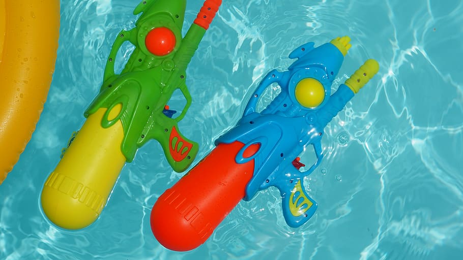 water, pool, pistol, water pistol, water gun, fun, inflatable, HD wallpaper