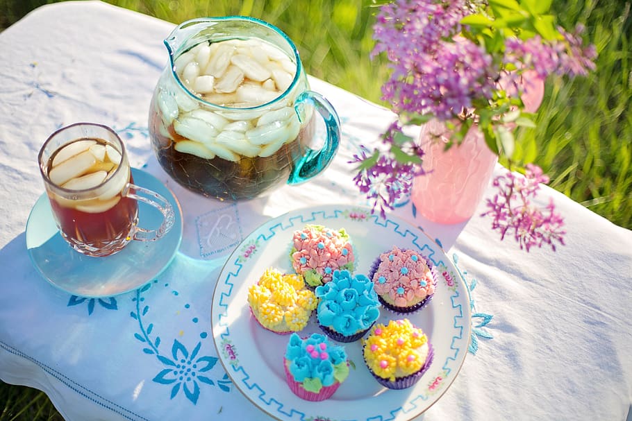 iced tea, summer, cupcakes, refreshments, drink, cold, beverage HD wallpaper
