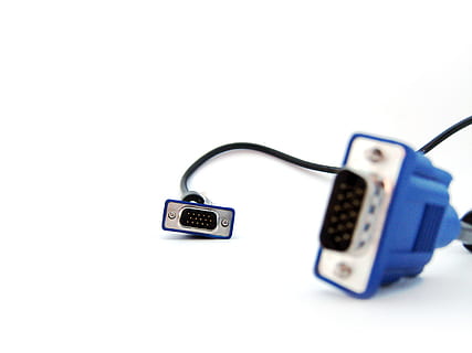 VGA, connector, blue, cable, communicating, communication, digital HD wallpaper