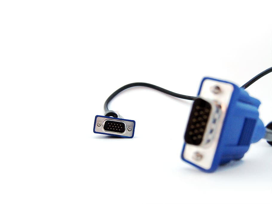 VGA, connector, blue, cable, communicating, communication, digital HD wallpaper