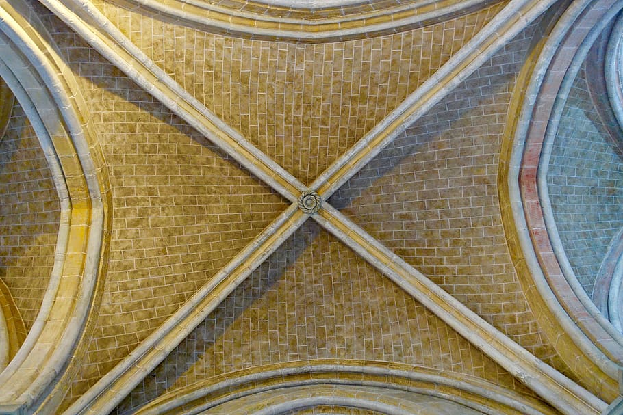 ceiling, arch, architecture, design, vault, ornamental, gothic HD wallpaper