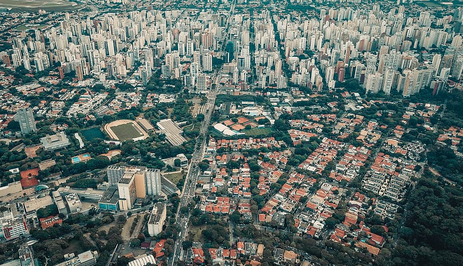 aerial city view, building exterior, architecture, built structure HD wallpaper