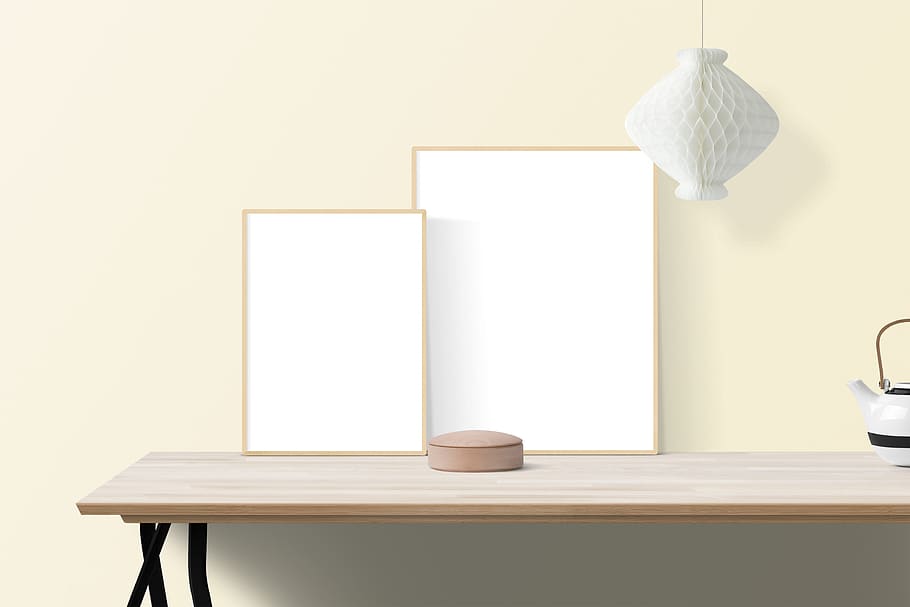 poster, frame, wall, desk, lamp, table, home interior, indoors HD wallpaper