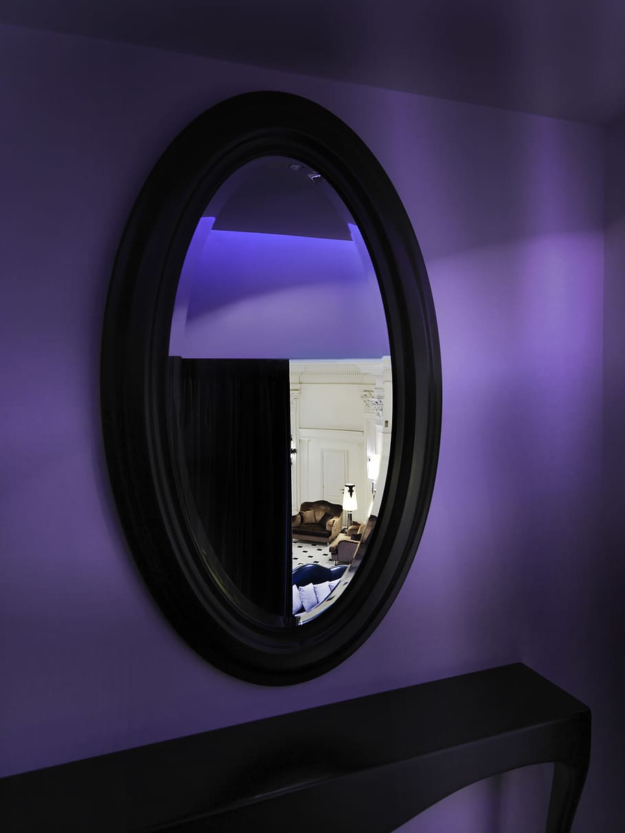 italy, rome, mirror, sofa, violet, ambient, pastel, lamp, room, HD wallpaper