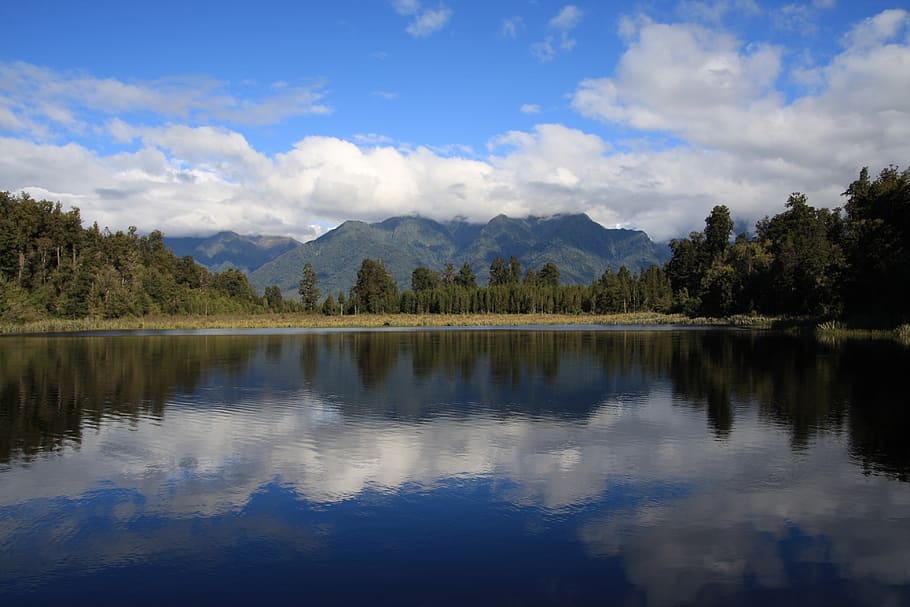 reflection, lake, waters, nature, landscape, lake matheson HD wallpaper