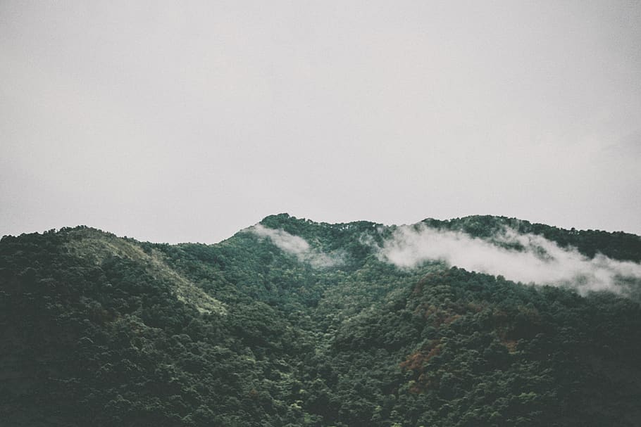 smokey mountain under white clouds, beauty in nature, scenics - nature HD wallpaper