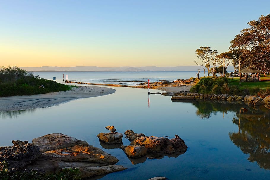 australia, currarong, water, sky, tree, beauty in nature, scenics - nature HD wallpaper