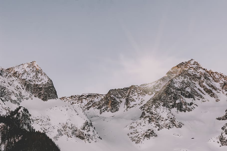 Photography of Snow Covered Mountain, altitude, clouds, cold HD wallpaper