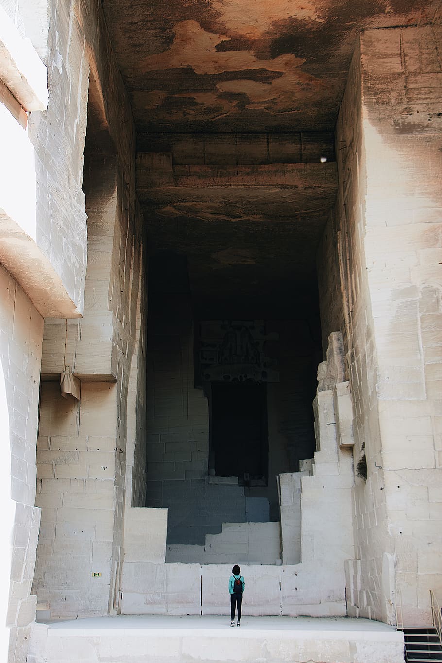 person standing inside structure, building, bunker, human, corridor HD wallpaper