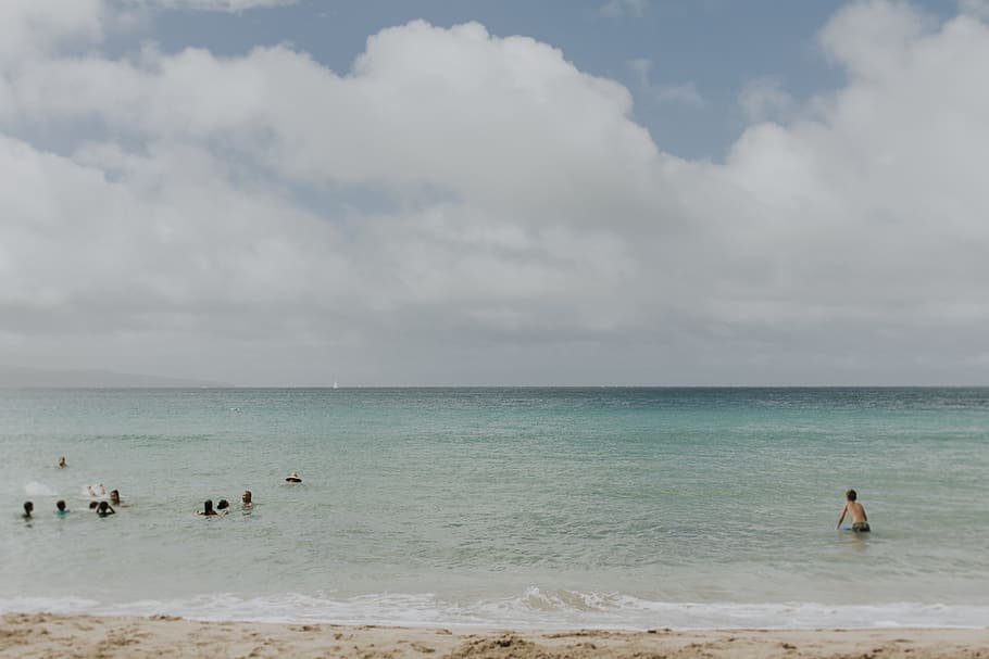 people in beach, water, shoreline, nature, outdoors, sea, ocean HD wallpaper